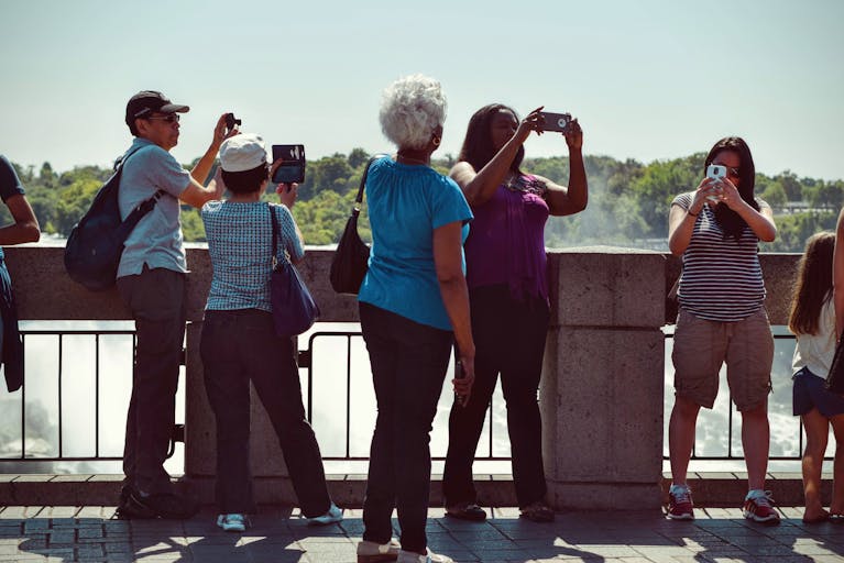 Group of diverse tourists